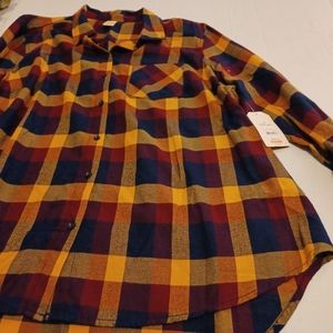 Faded Glory Cotton Plaid Button up Shirt